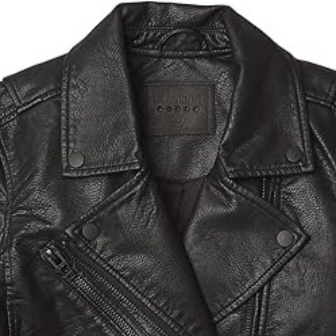 Blanknyc Women's Size L Black Onyx Vegan Leather Cropped Moto Jacket - detail