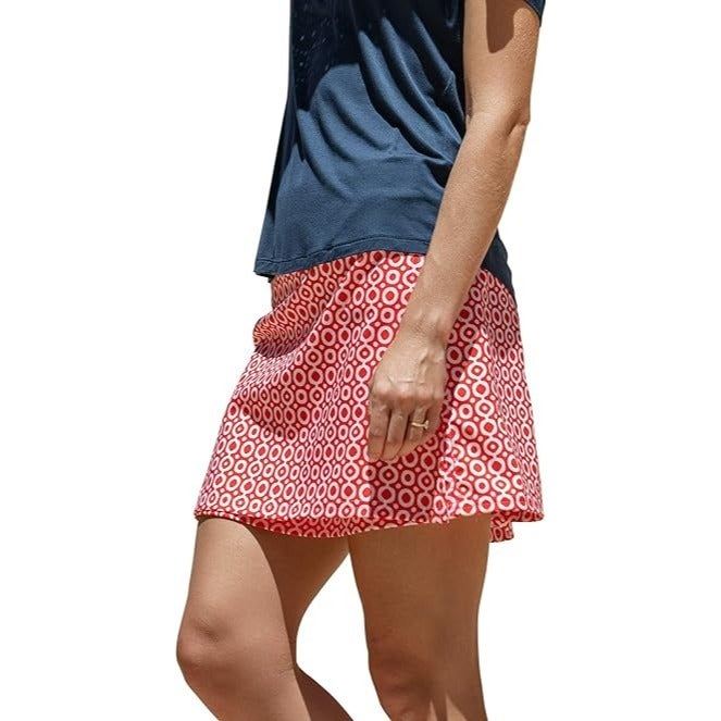 RipSkirt Hawaii Ikat Circle Print Wrap Mini Skirt Womens M Athletic Cover Up