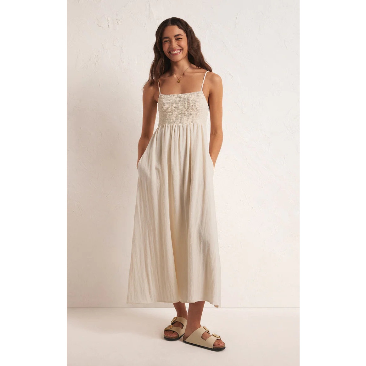 Z Supply NWOT Beachside Midi Dress Smocked Size Medium