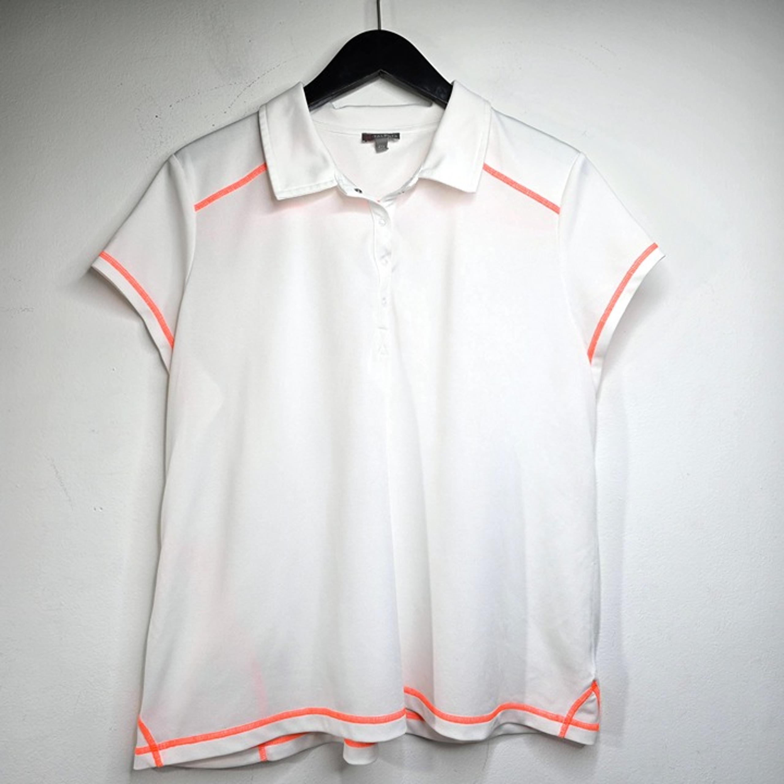 Talbots Womens Size 2X Petite Golf Tennis Polo Shirt UPF25 White Collar Quick Dr