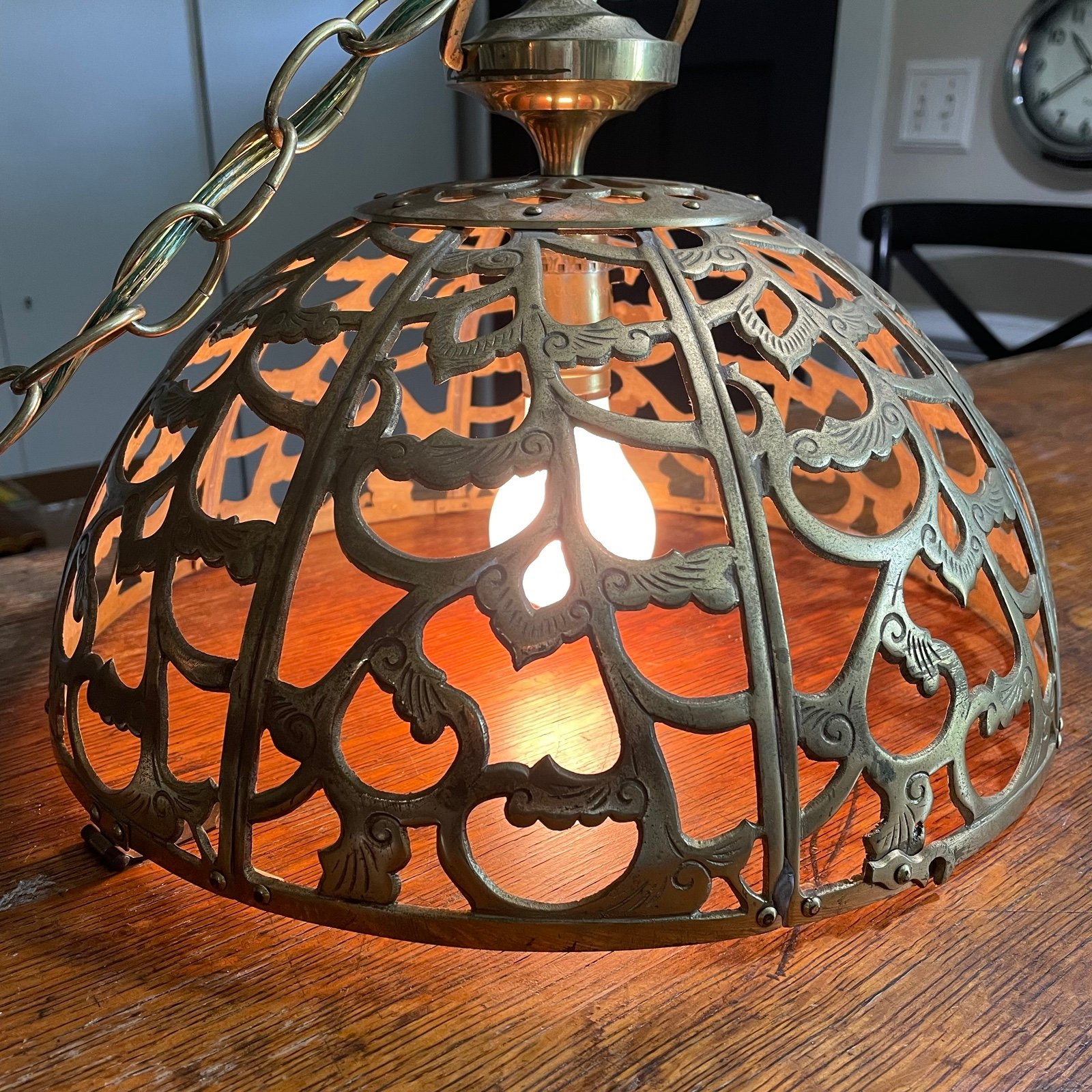 Vintage Brass cutout hanging lamp
