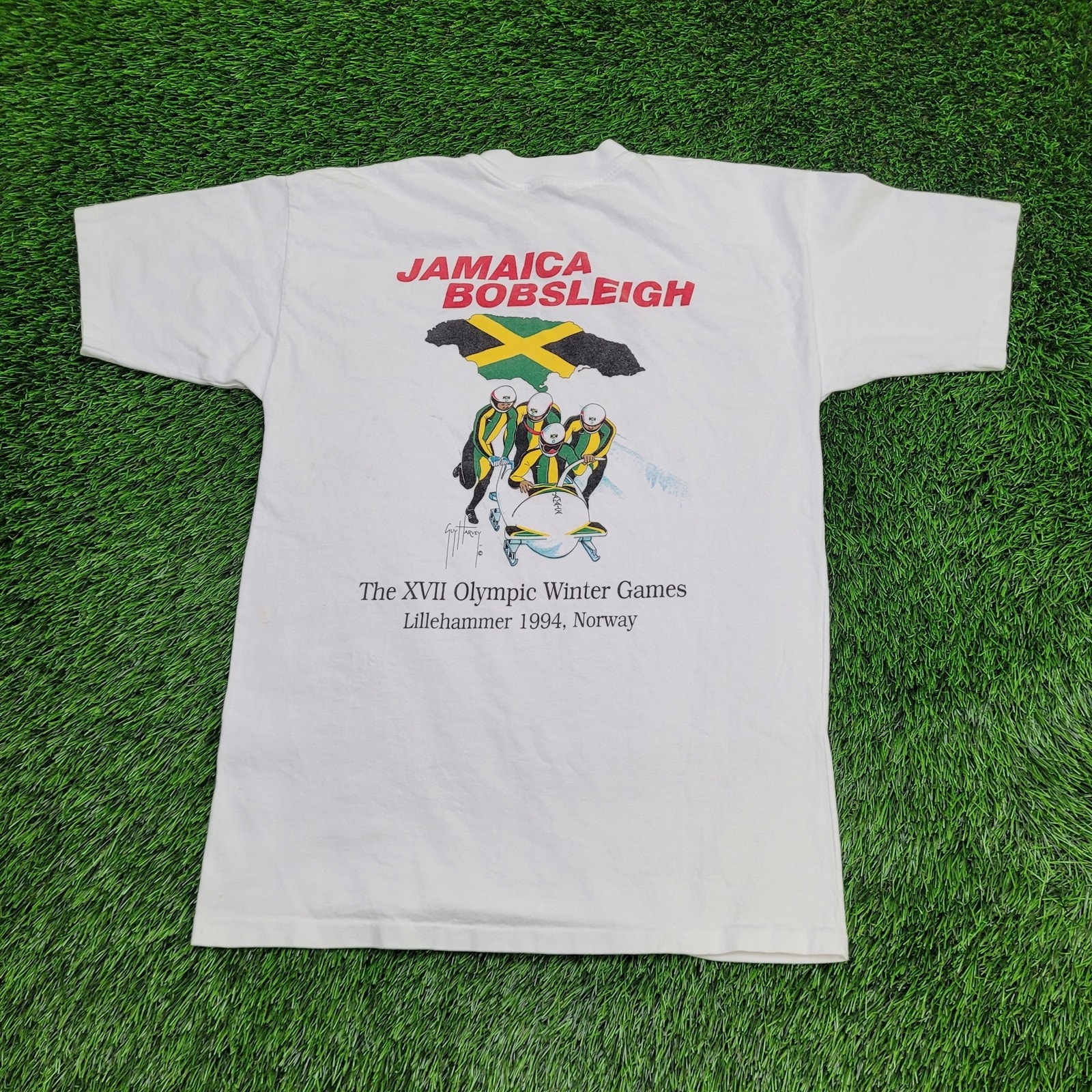 Vintage 90s Jamaican Bobsleigh Shirt M 20x28 Jamaica Cool-Runnings