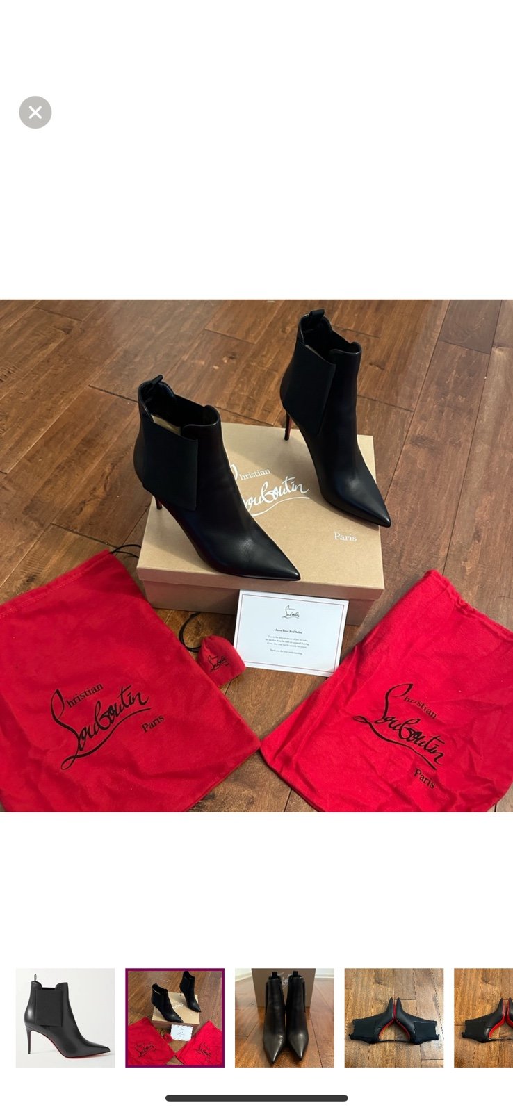 Christian Louboutin Black Carnaby 85 Calf Leather Ankle Boots Sz 37