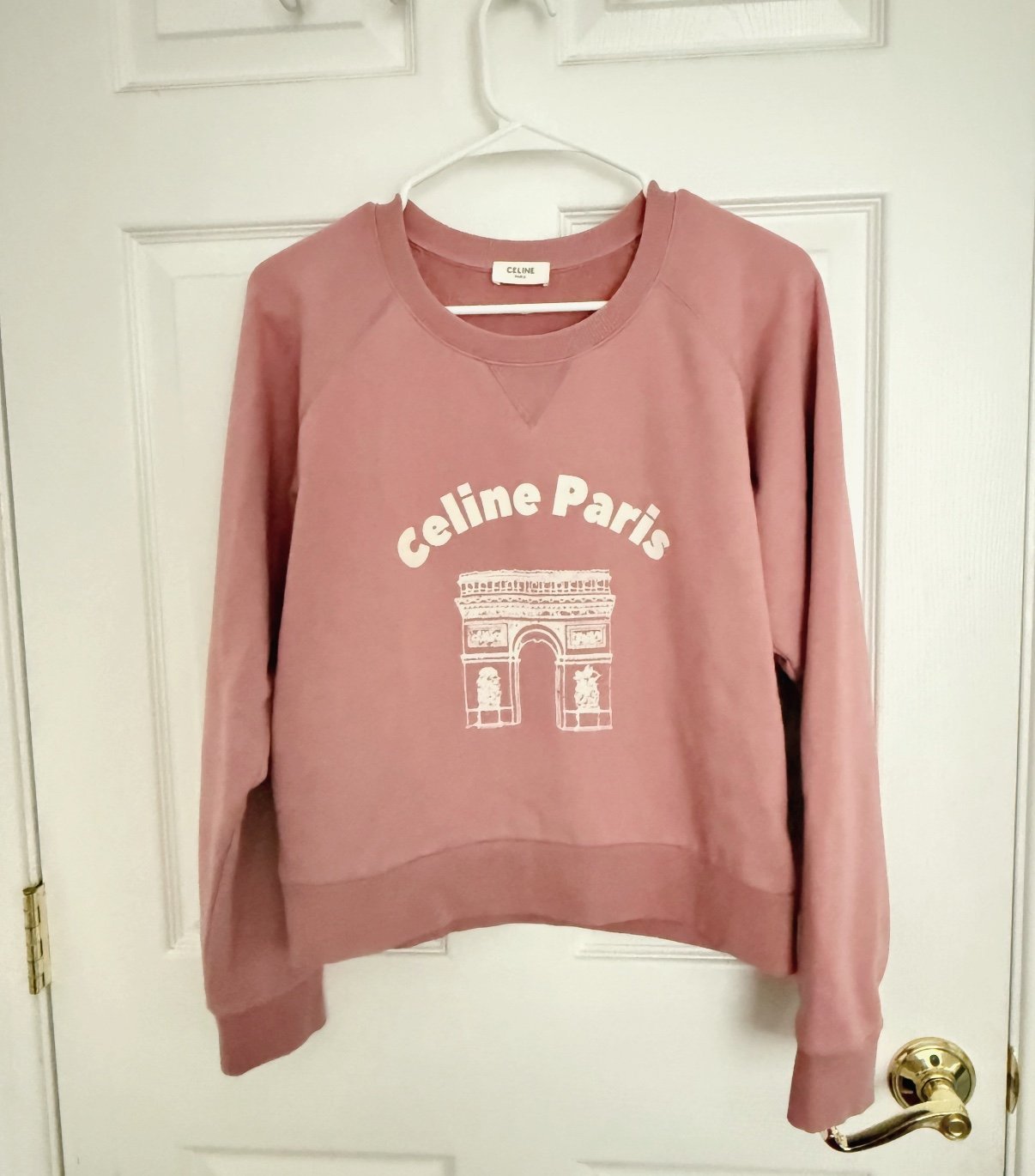 Celine Arc de Triomphe Cotton Fleece Sweatshirt Pink ( L)