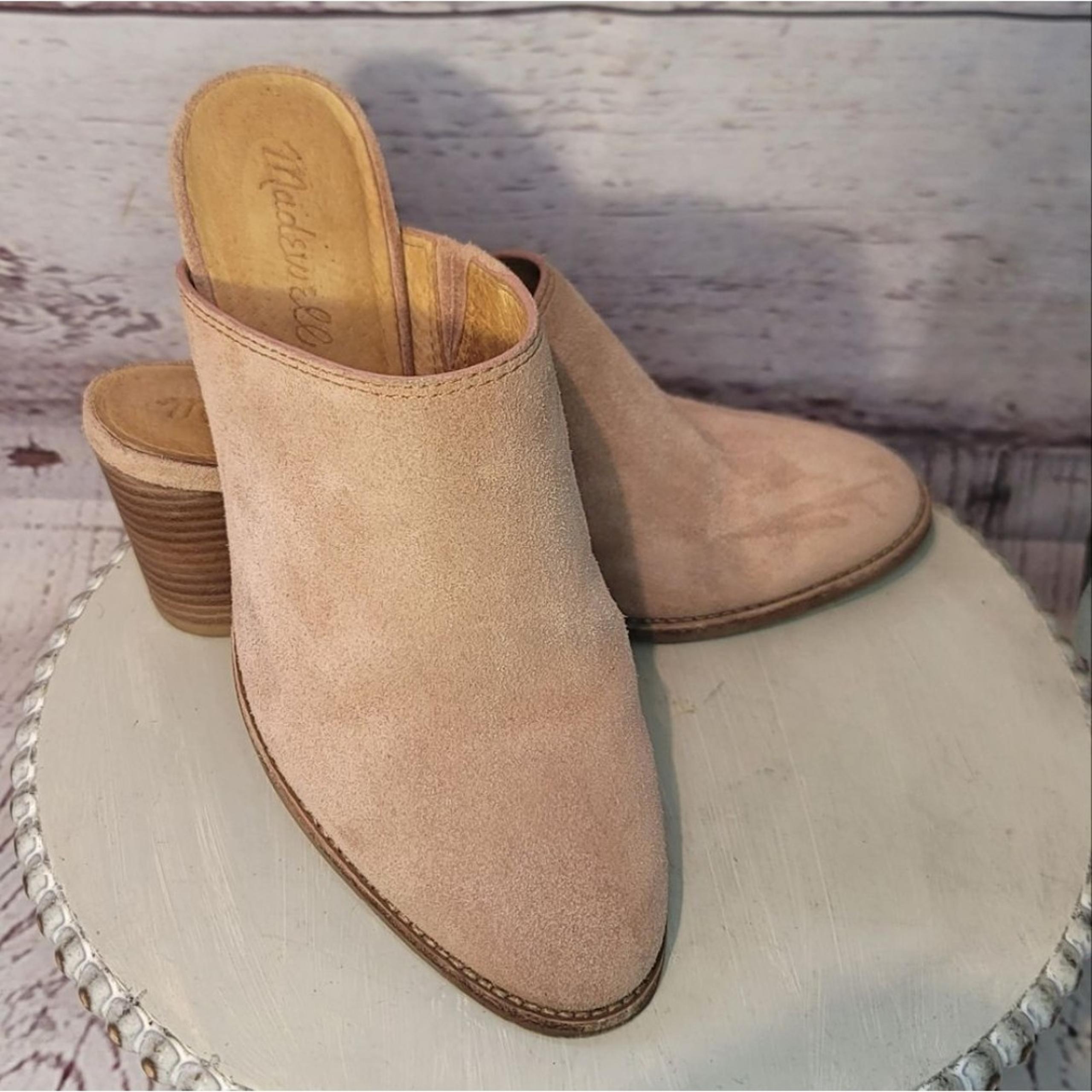Madewell  Harper Womens Size 6 Powdered Pink Suede Leather Block Heel Slide Mule