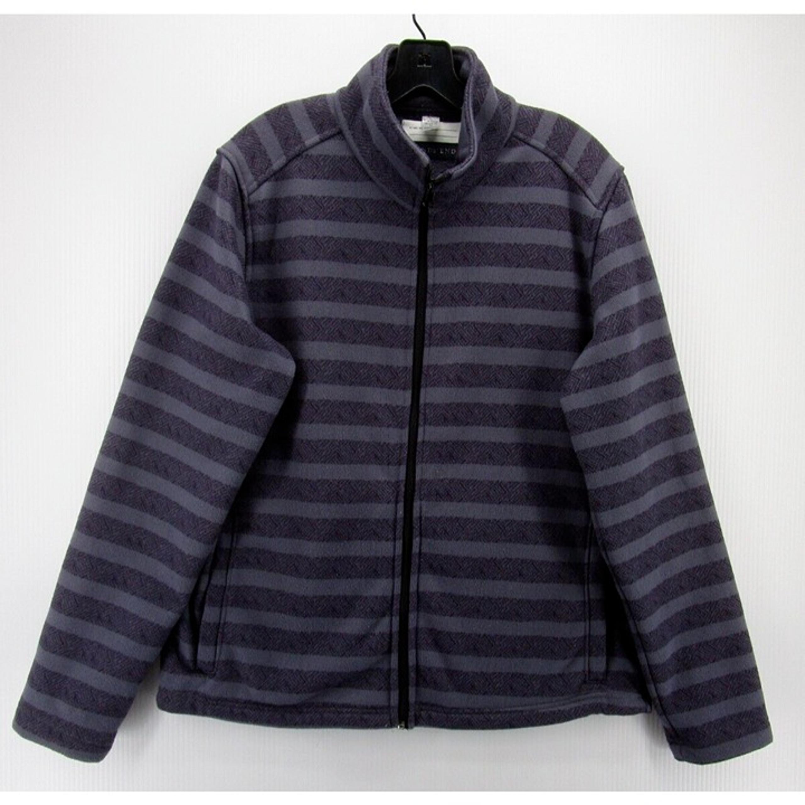 Lands End Jacket Medium Windbreaker Full Zip Outdoor Striped Aztec