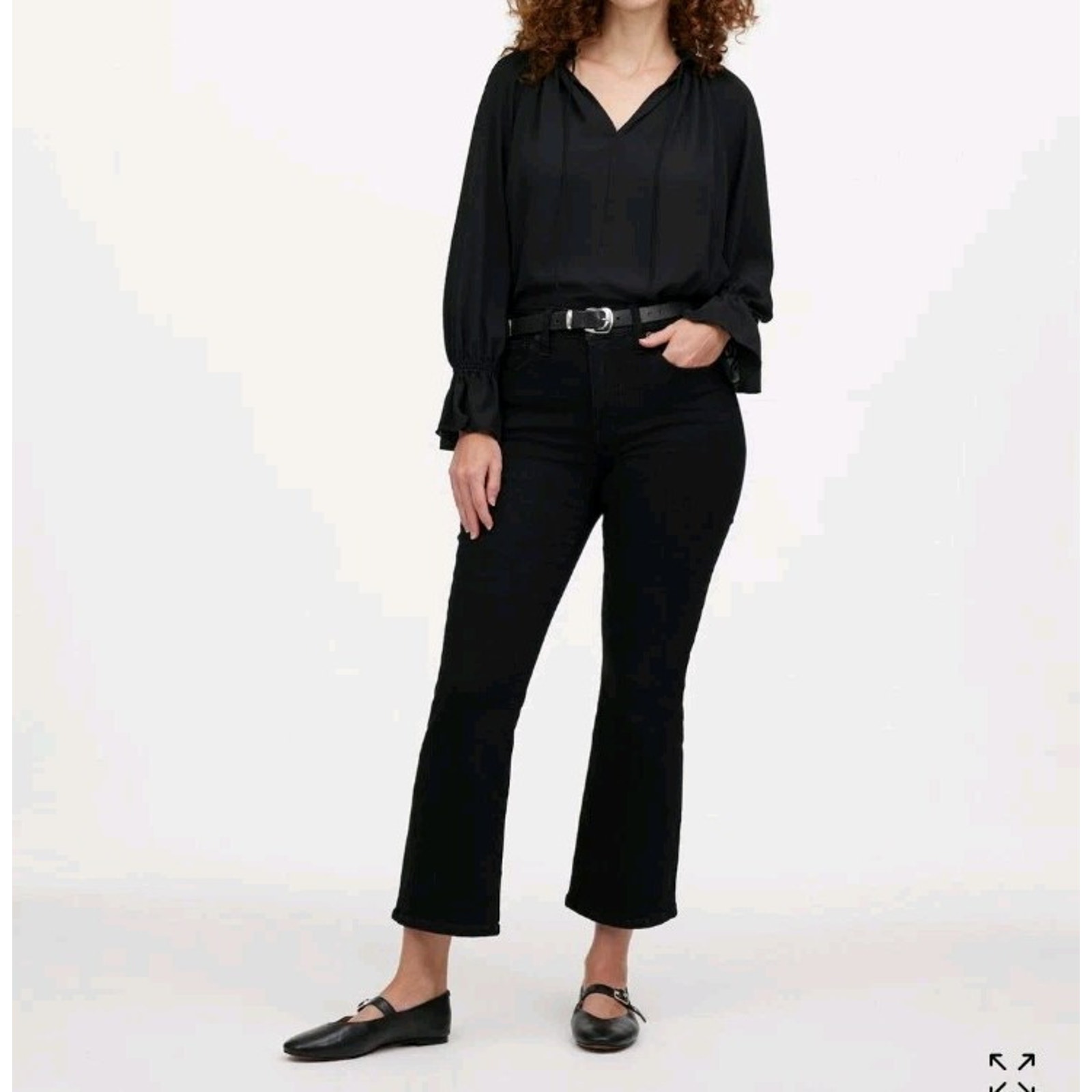 Madewell Petite Curvy Kick Out Jean Black Sz 24P Crop Flare NO184