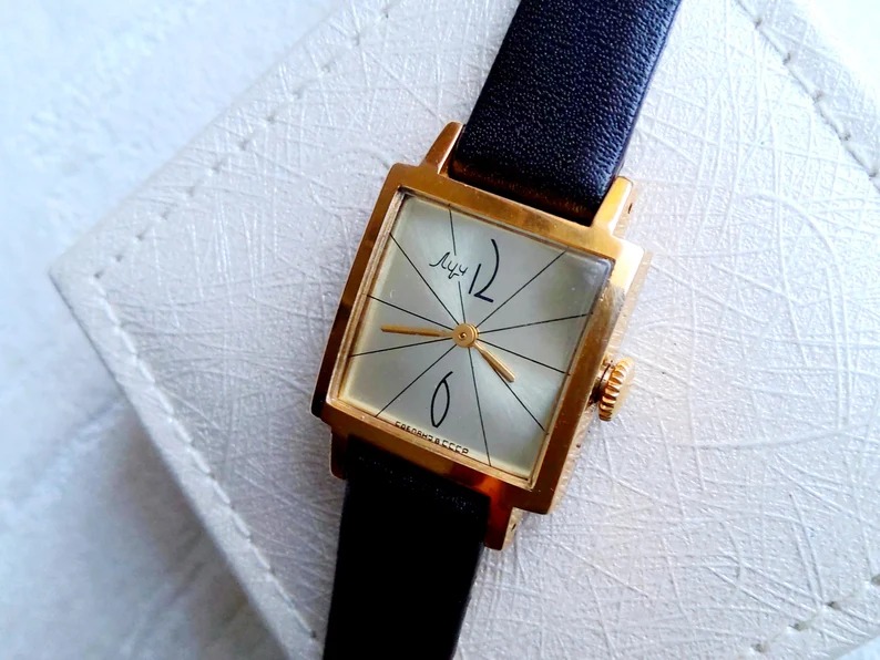 Beautiful LUCH ray square womens luxury coctail watch, featured 12, 1980's