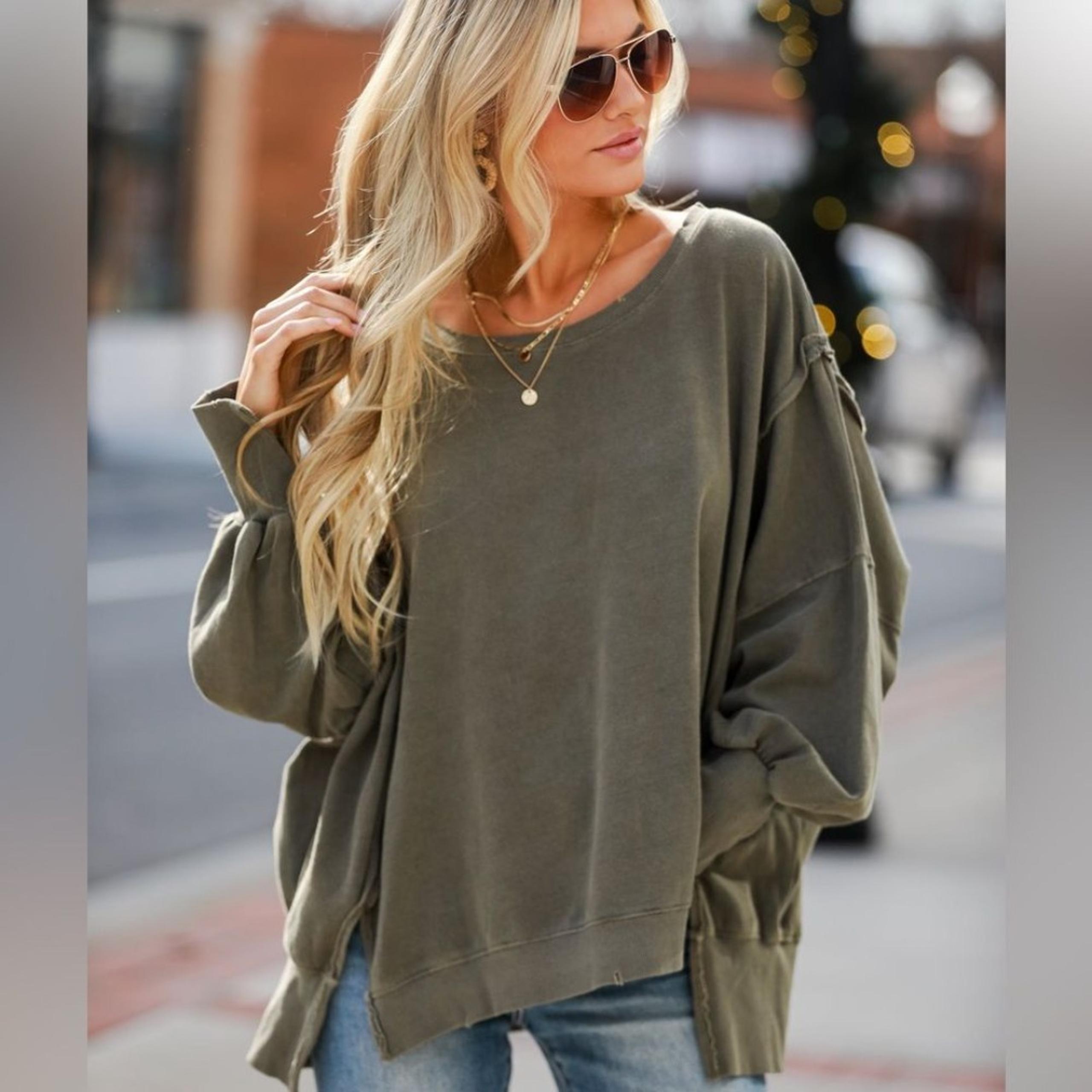 We The Free Abigail Mocha Oversized Pullover Size Small