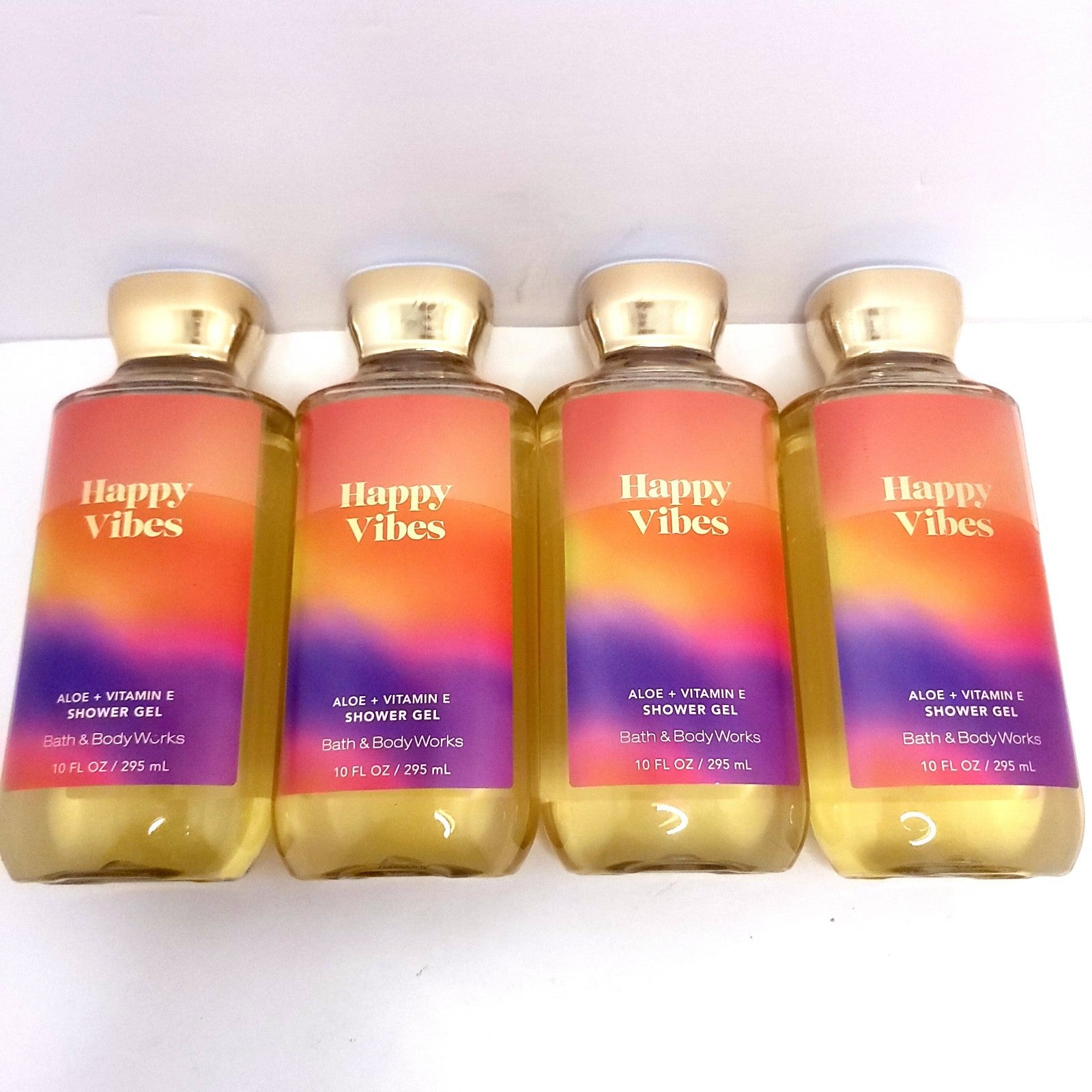 Bath and Body Works Happy Vibes Shower Gel 10oz each 4 bottles Discontinued Sce
