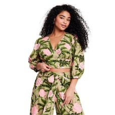 Agua Bendita x Target Women's Large Peony Print Tie Wrap Top - Size Large