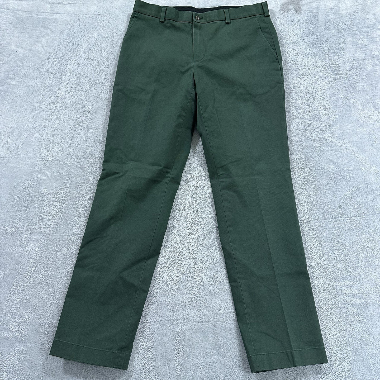Brooks Brothers Milano Straight Fit Chino Pants Men 34 x 32 Green Office Formal