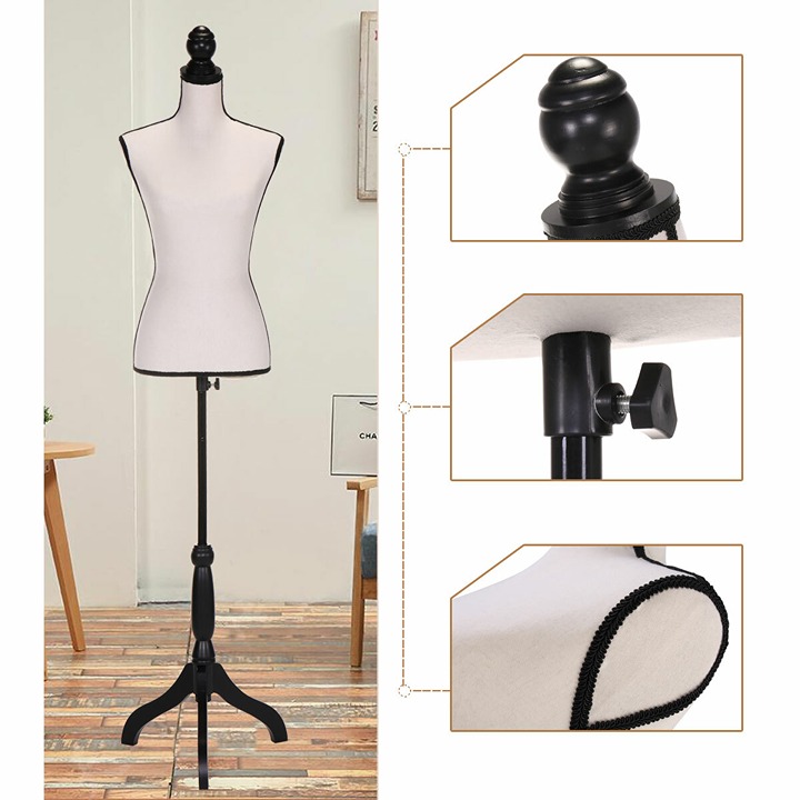 Female Dress Form Mannequin Torso, Adjustable Height 47-78 Inch Stand