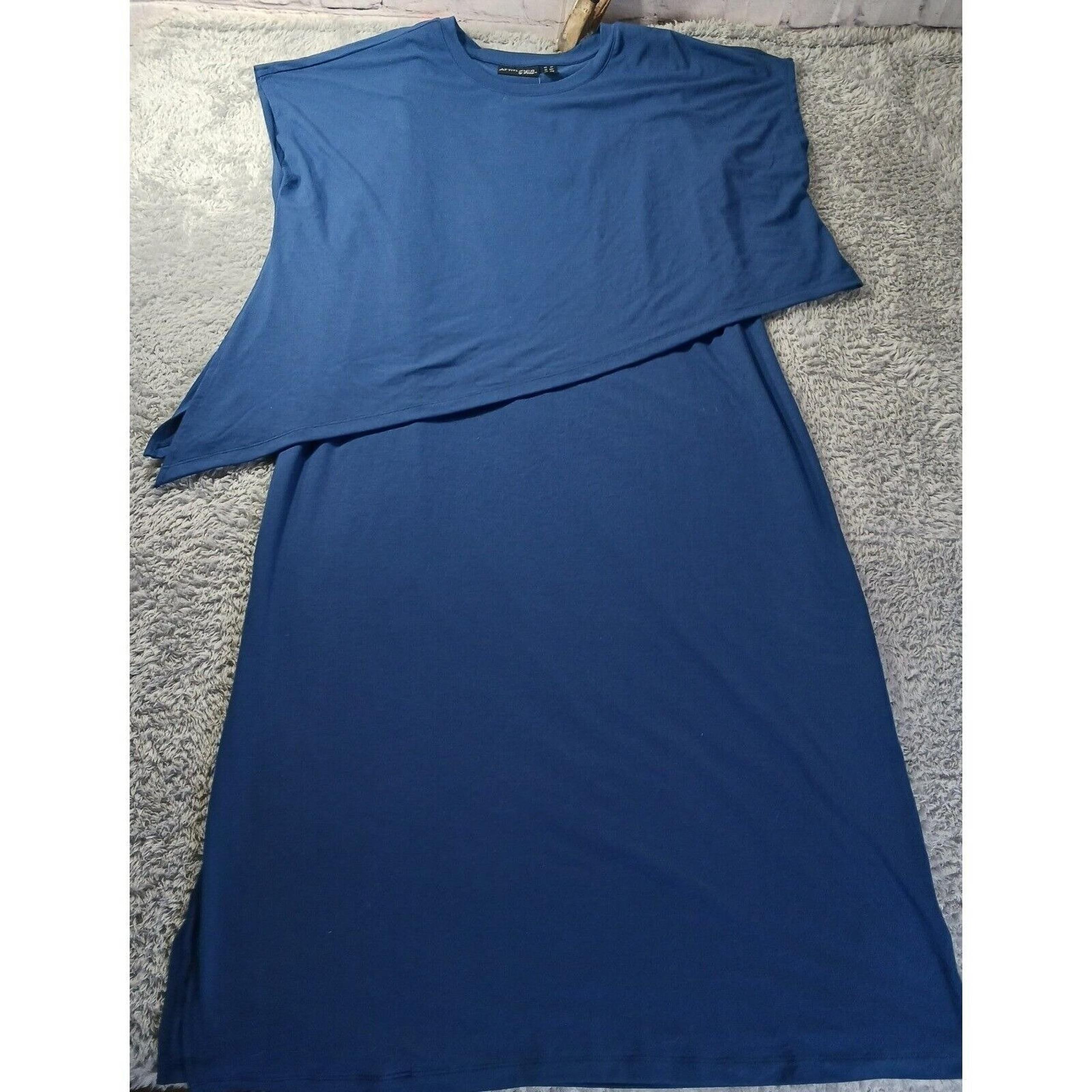 Attitudes by Renee Maxi Dress Jersey Casual Chic Blue Size LP Petite