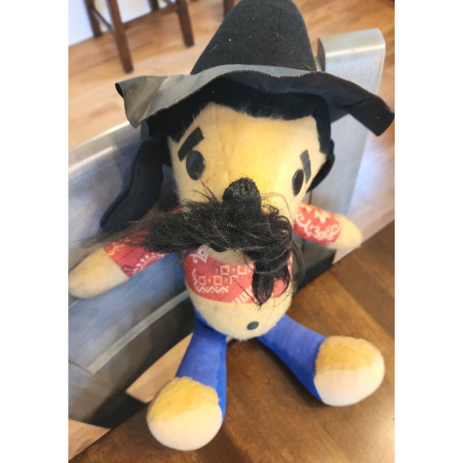 Frenchie Dog Plush 17 Genie Toys Stuffed Animal Toy Cowboy hat mustache Henry