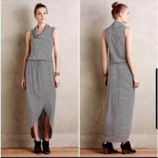 Anthropologie Dolan Black/White Striped Cowl Neck Sleeveless Maxi Dress Size XS