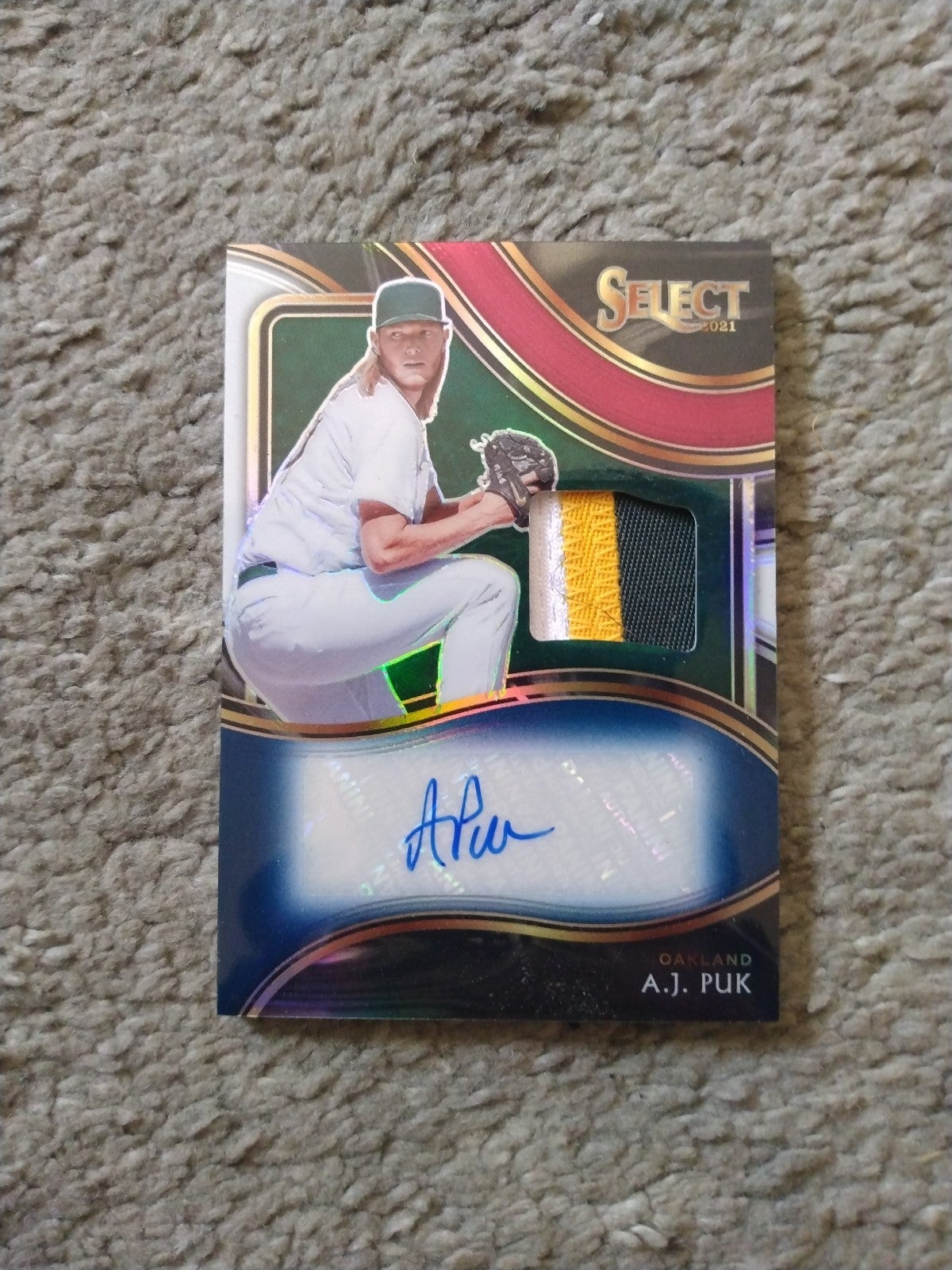 2021 Panini MLB Select sp20/49 AJ Puk AUTOGRAPH RELIC TRI COLOR PRIZM