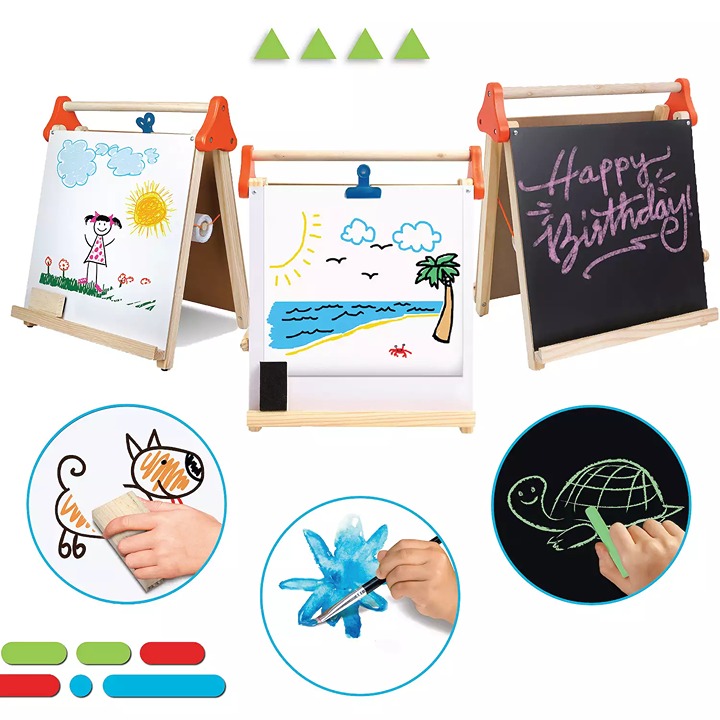 Discovery Kid's Tabletop 3-in-1 Wooden Easel 17.3 H x 5.1 W x 20.1 D