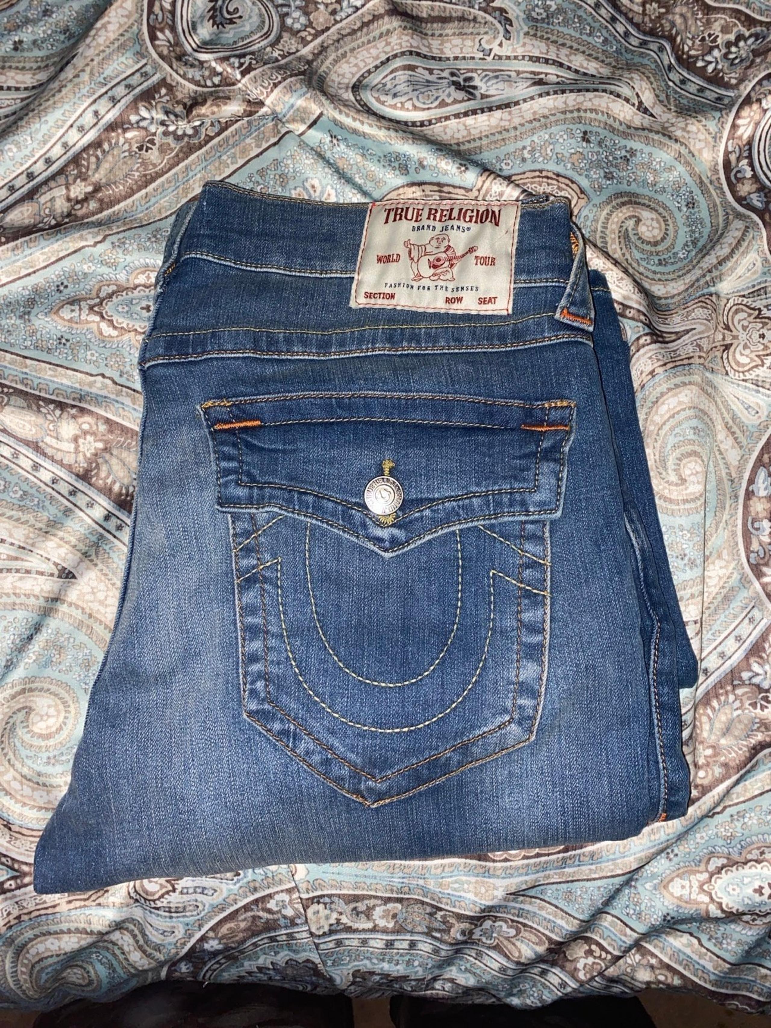 True Religion Jeans Men size 33 orange stitching