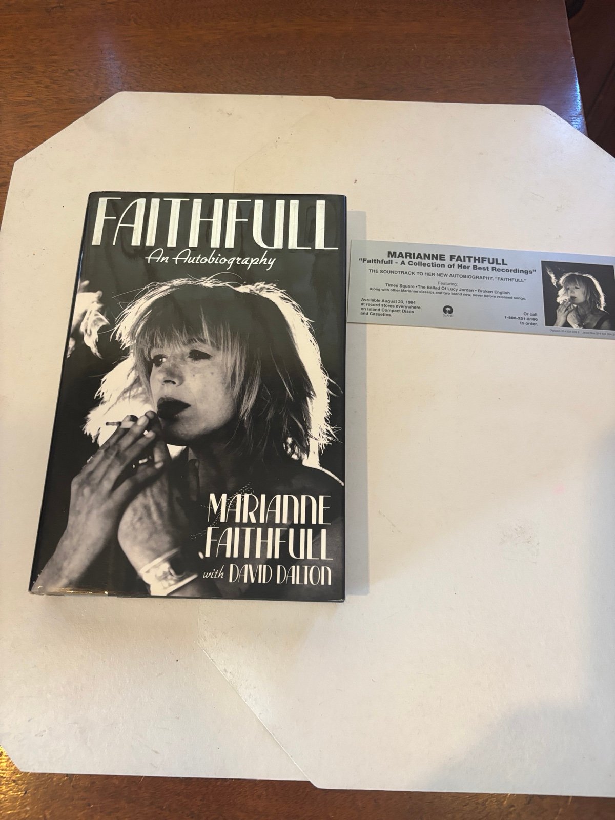 Marianne Faithful “Autobiography “ Autographed 1st edition