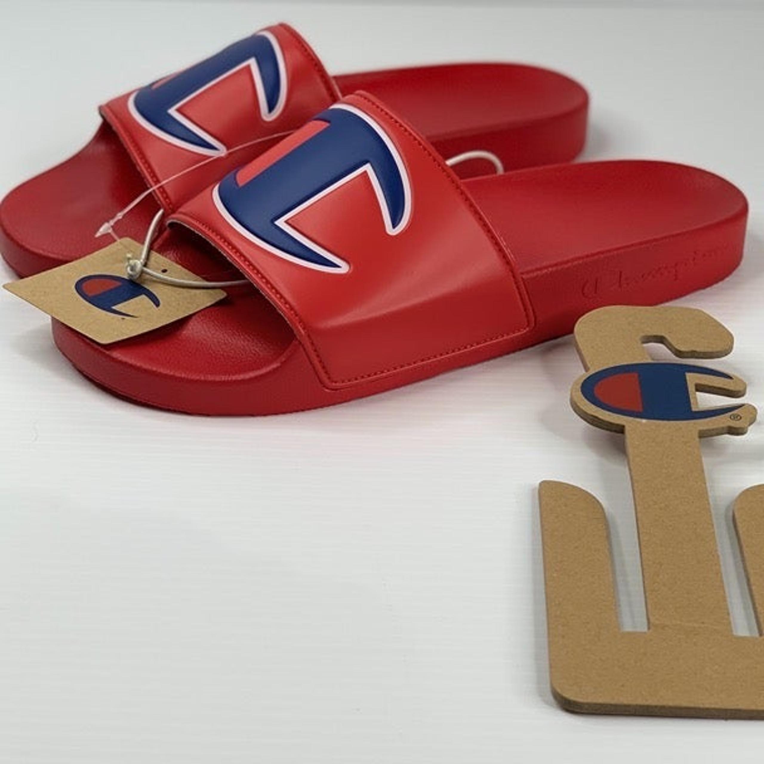 Mens Size 12 Red Slides Sandals Champion IPO New