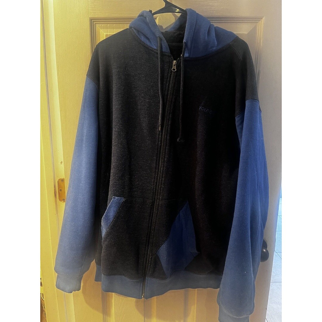 Mens XLarge thick Fleece Lined VOLCOM Coat Jacket Hoodie Sweatshirt Skate Surf