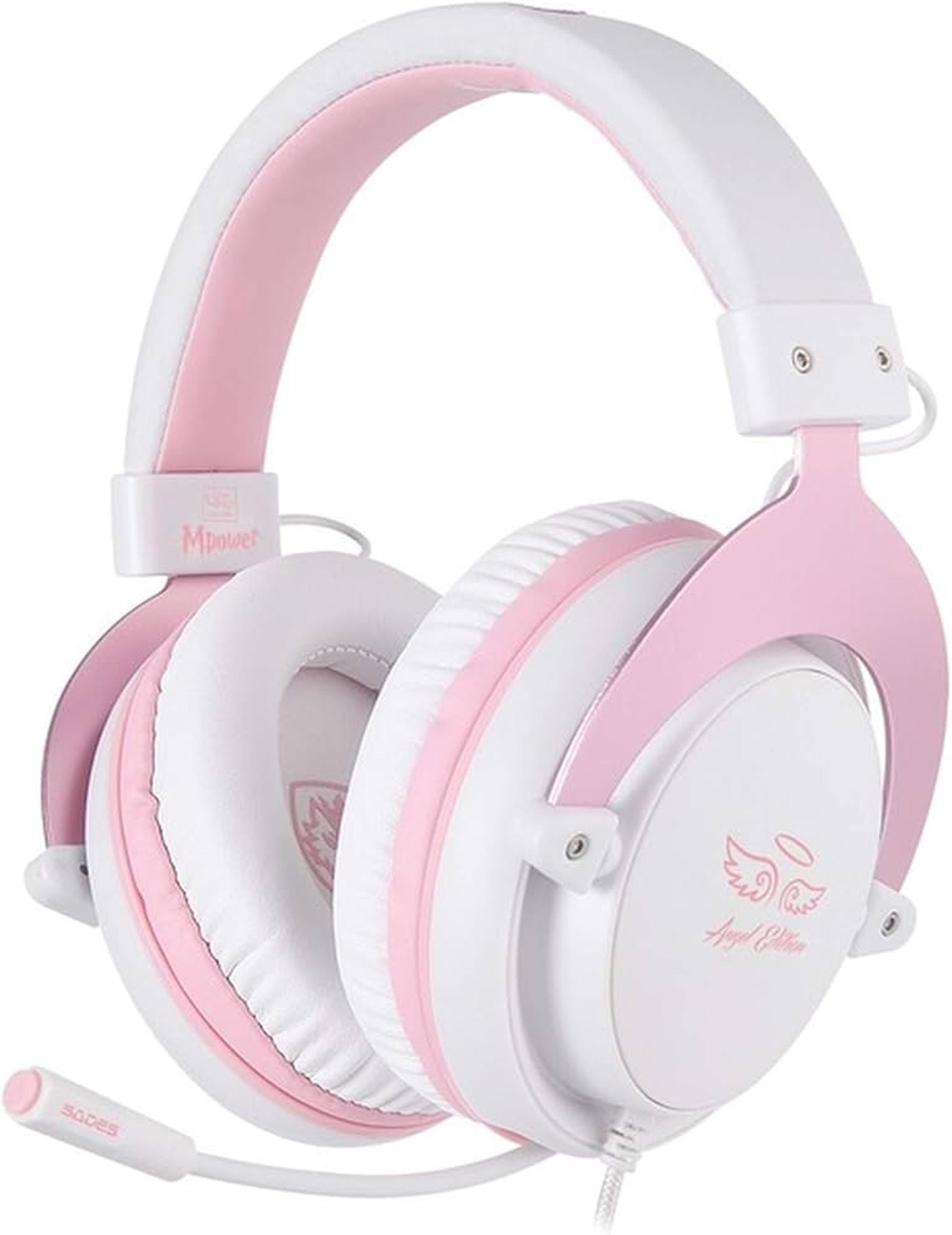 Sades Pink and White Angel Edition Gaming Headset