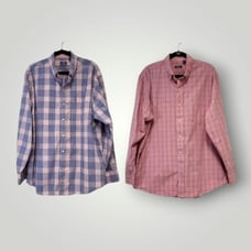 Izod Shirt Mens XL Lot of 2 Tartan Windowpane Plaid Check Button Up Long Sleeves