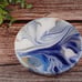 Paint Pour coasters with high gloss resin, 4 piece blue, Lt. blue, and silver