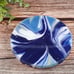 Paint Pour coasters with high gloss resin, 4 piece blue, Lt. blue, and silver