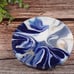 Paint Pour coasters with high gloss resin, 4 piece blue, Lt. blue, and silver