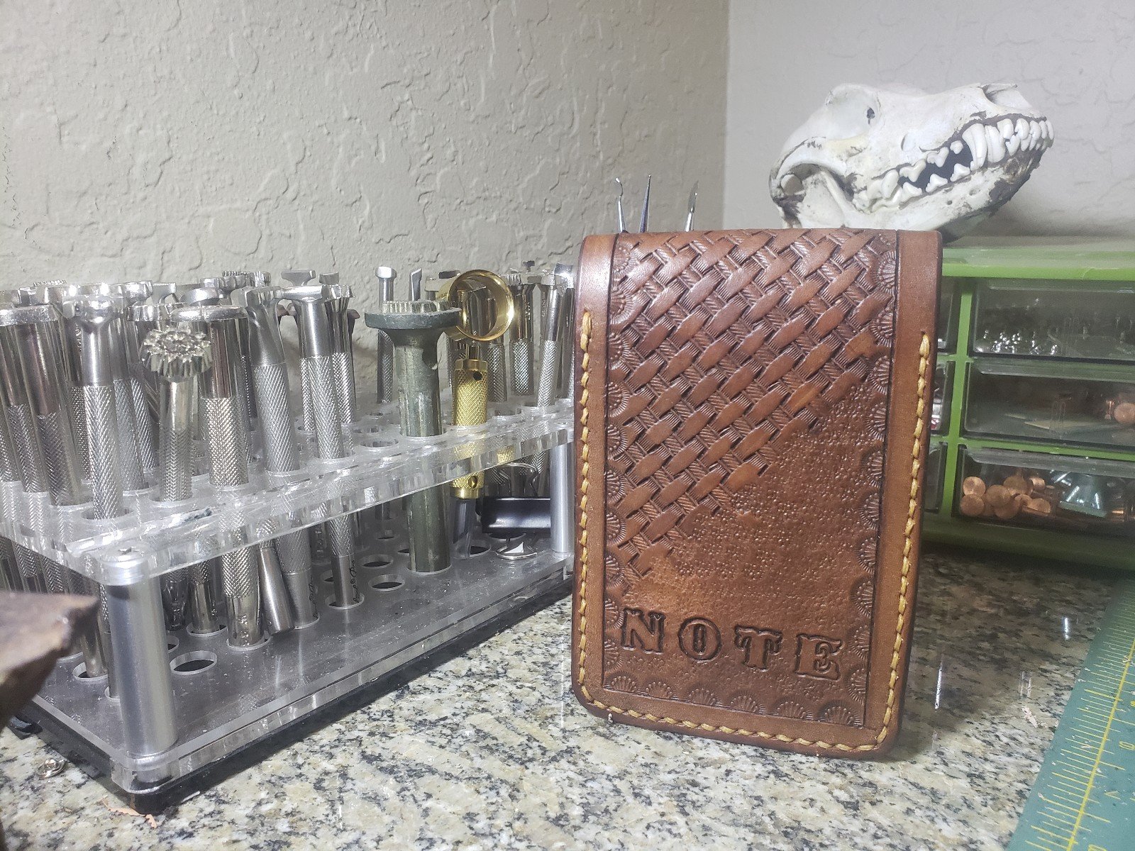 3x5 Leather fully tooled Note Pad