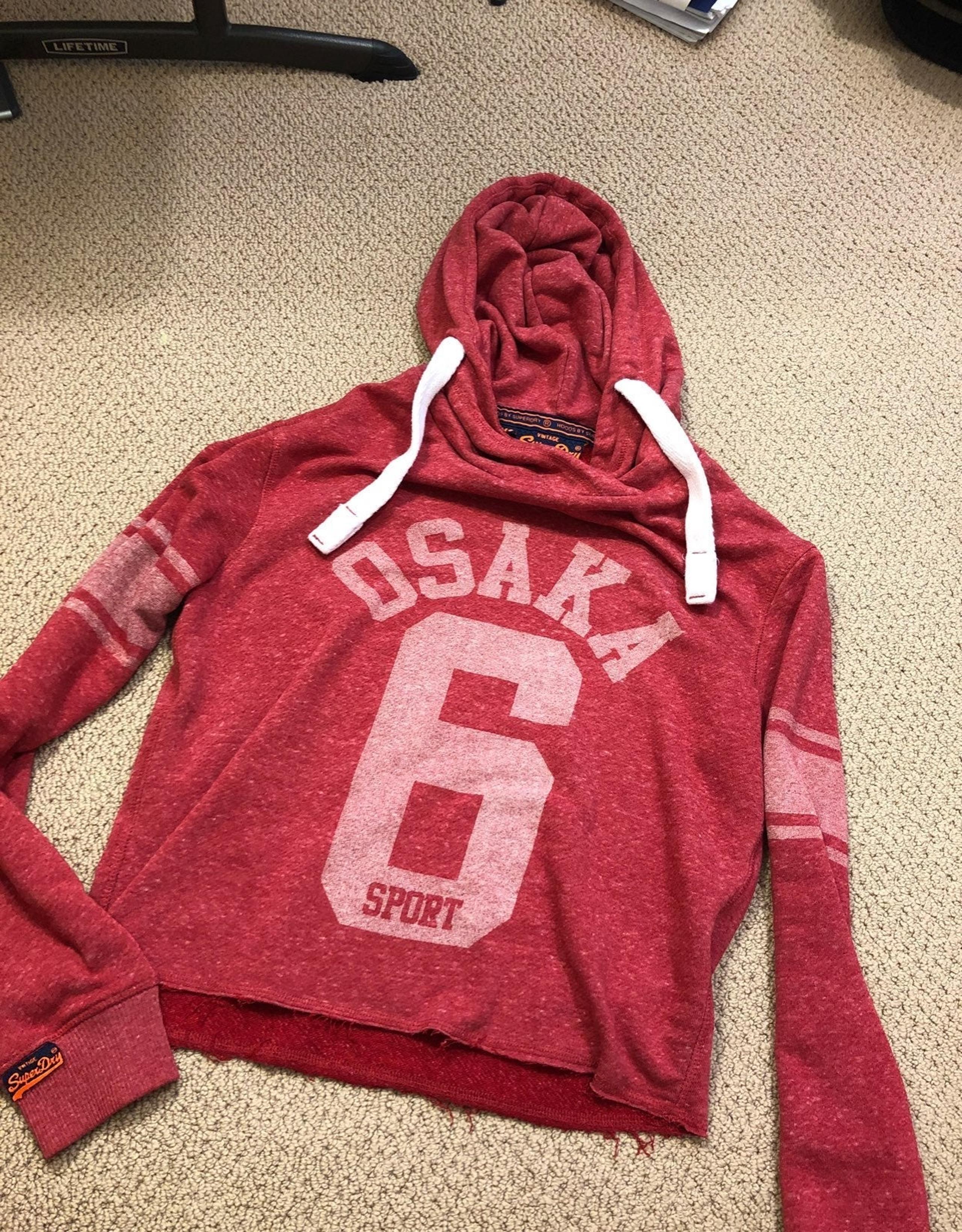 Osaka Superdry Crop Red Cowl Neck Hoodie