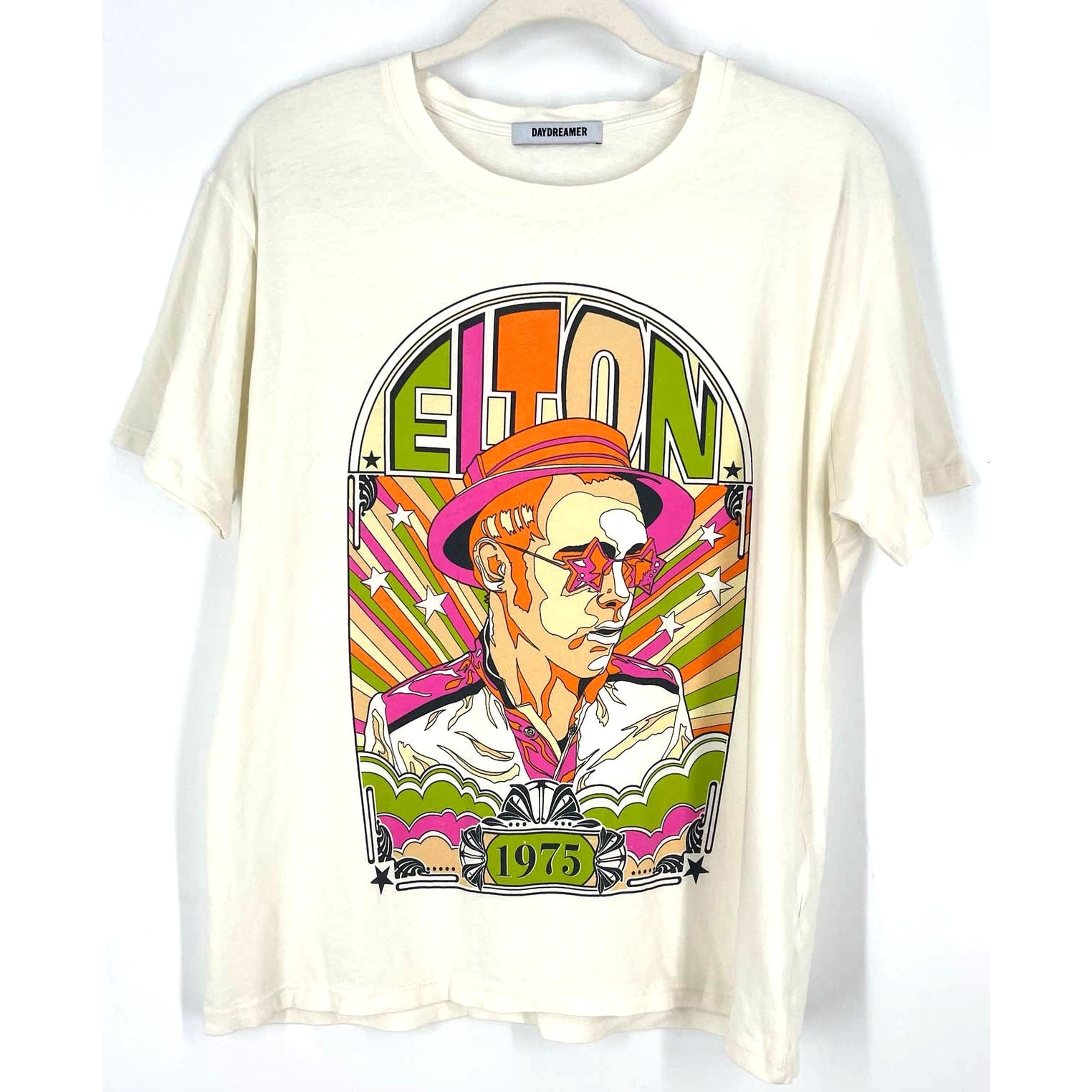 Daydreamer Elton John 1975 Boyfriend Tee White Small NWOT