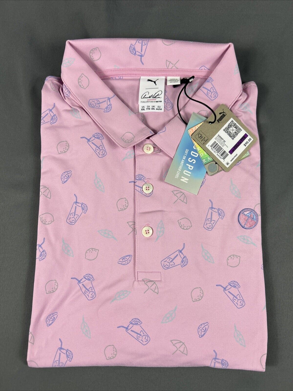 Puma Golf Shirt Polo Arnold Palmer Cloudspun Contender Print XXL Pink MSRP 90