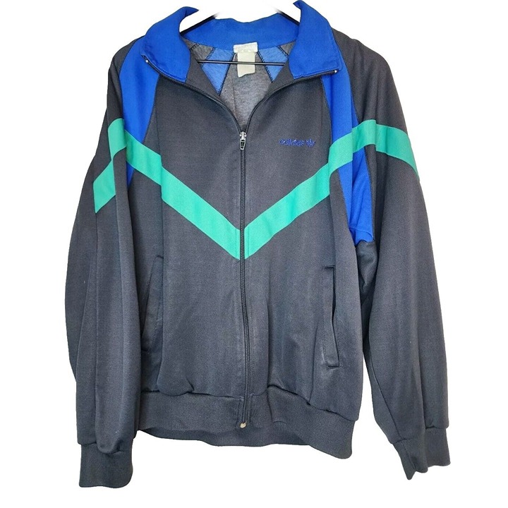 Vintage 80s Adidas Striped Track Jacket Size Large