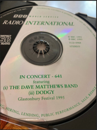 Dave Matthews Band/Dodgy – In Concert 641 (1995) BBC Transcription – TCD 0984 CD