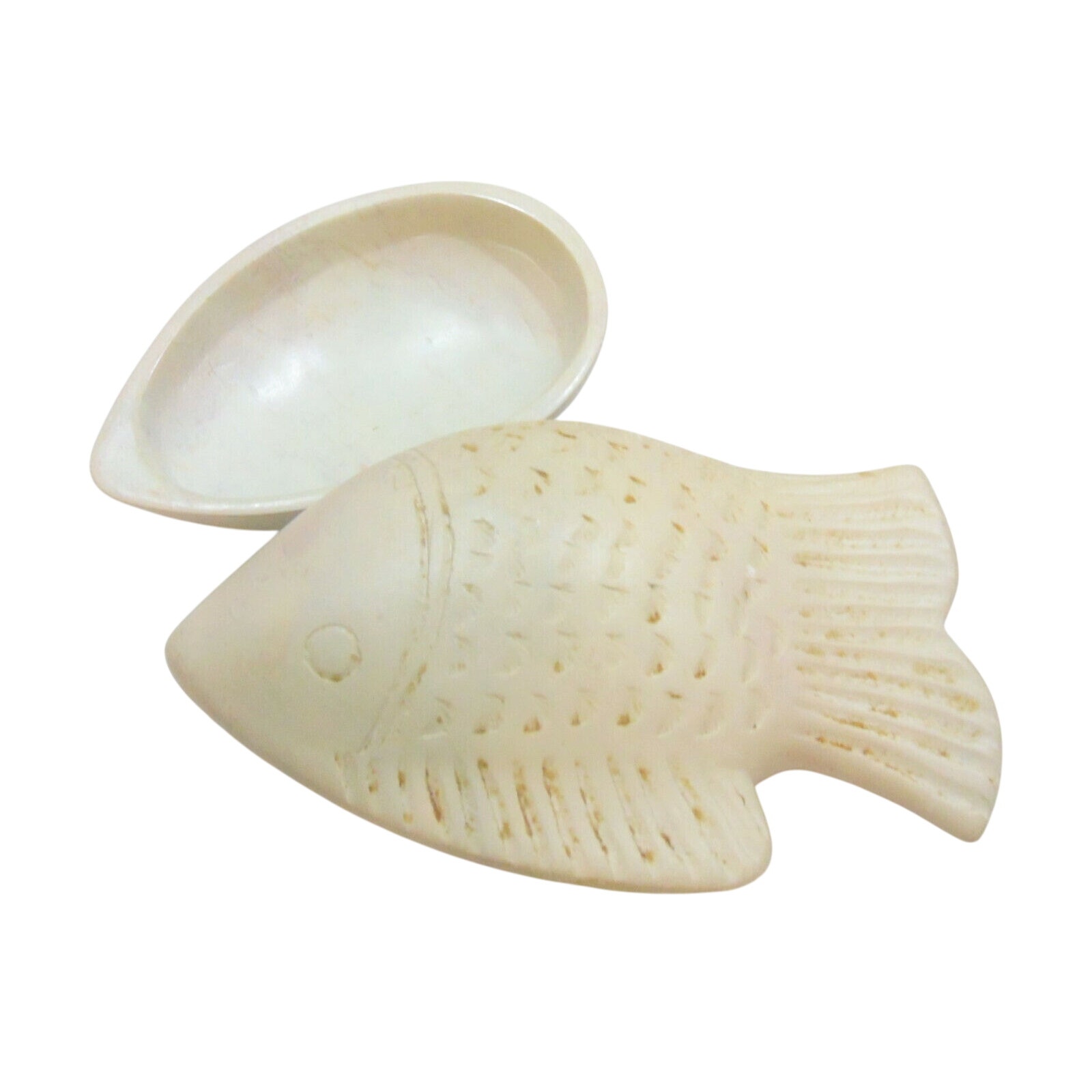 VTG Kisii STONE FISH TRINKET BOX 7.75 Kenya Africa Soapstone Figural Tilapia