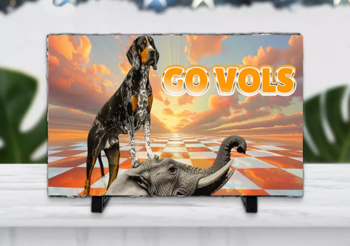 Tennessee Vols vs Alabama rock slate with stand