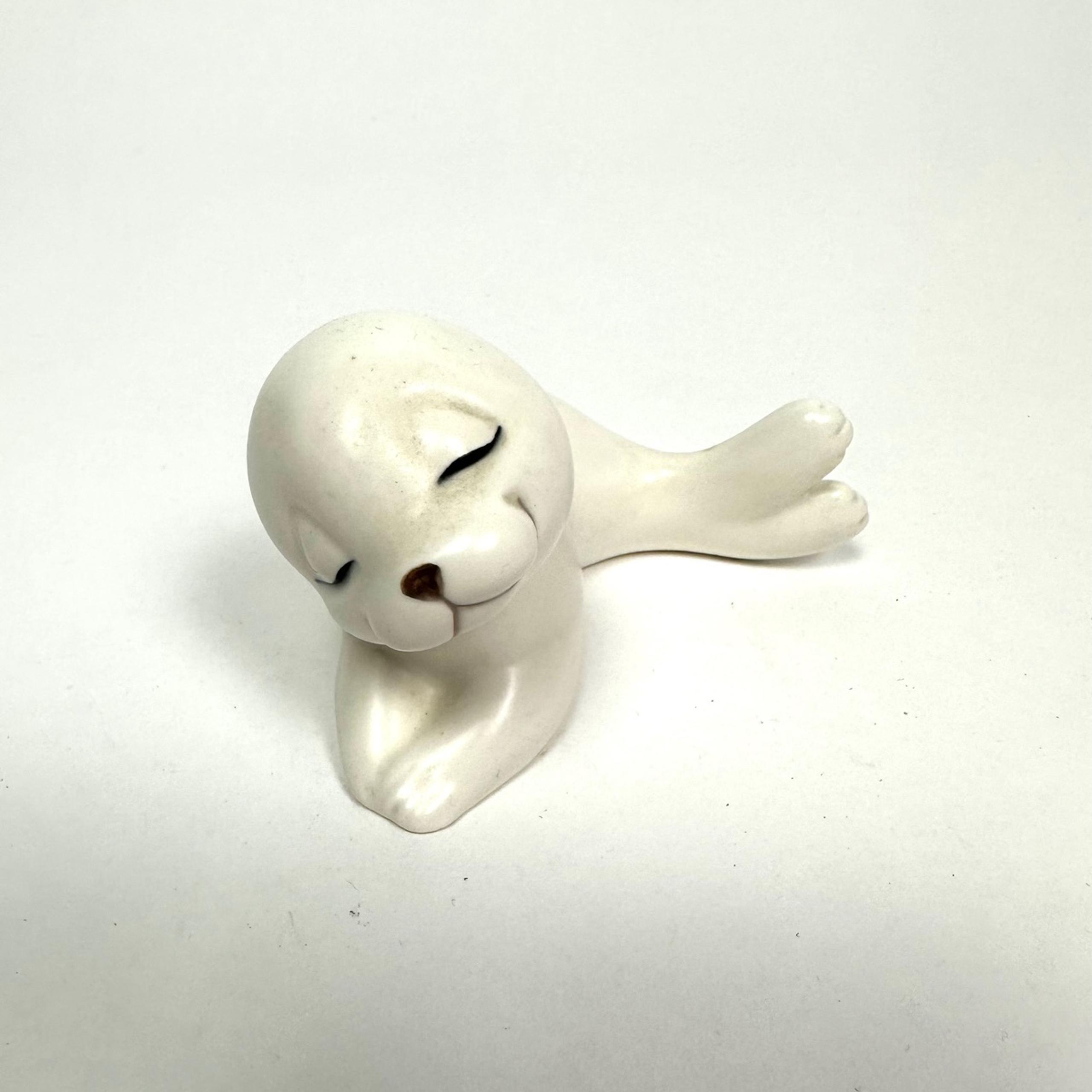 Vintage White Porcelain Sea Lion Pup Figurine