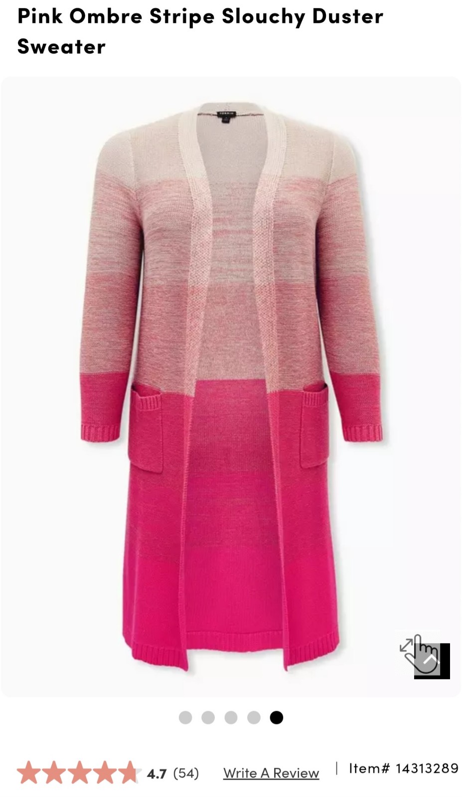 Torrid NWOT size 6 pink ombre slouchy duster sweater