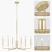 Farmhouse 6 Candle Style Classic Traditional Chandelier Light Dimmable Gold