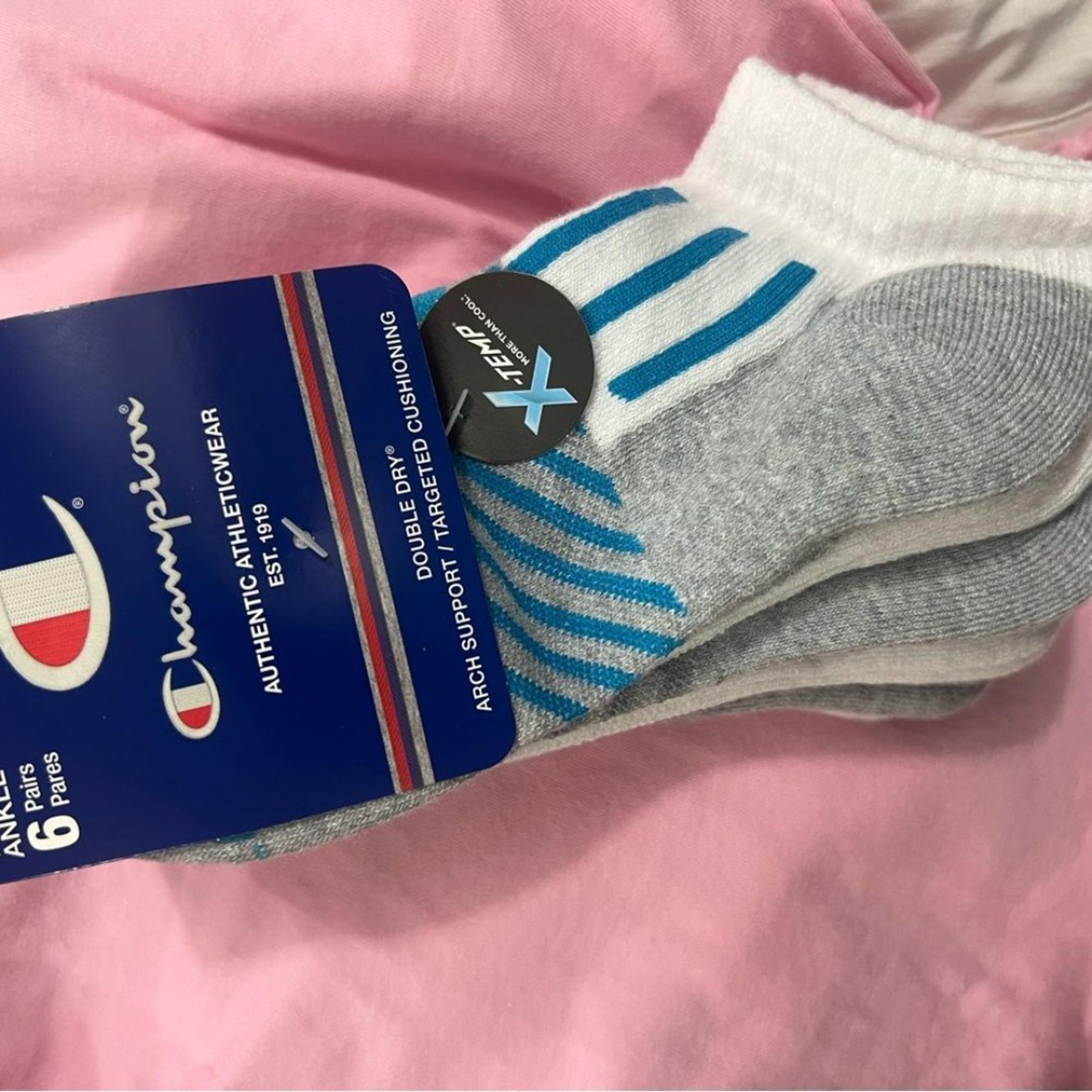 Champion Gray and White Athletic Socks with Arch Support