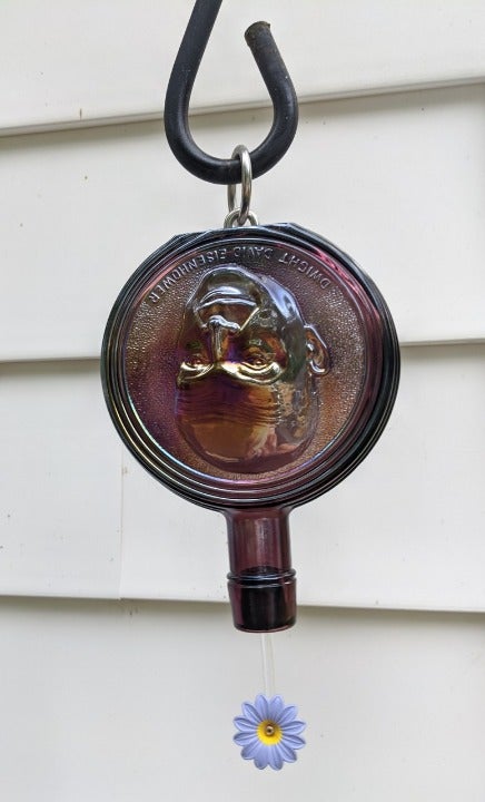 Unique Amethyst Iridescent Wheaton Glass Hummingbird Feeder