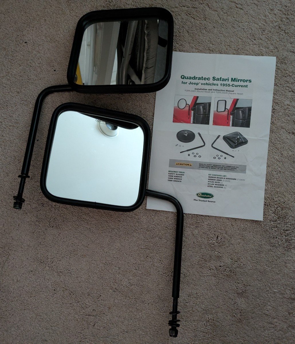 Quadratec Square Head Safari Mirrors For Jeep Vehicles