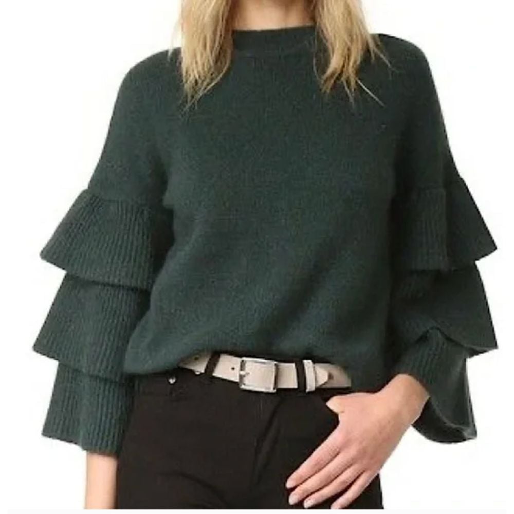 Anthropologie Endless Rose Sweater Women Sz L Forest Green *runs small*
