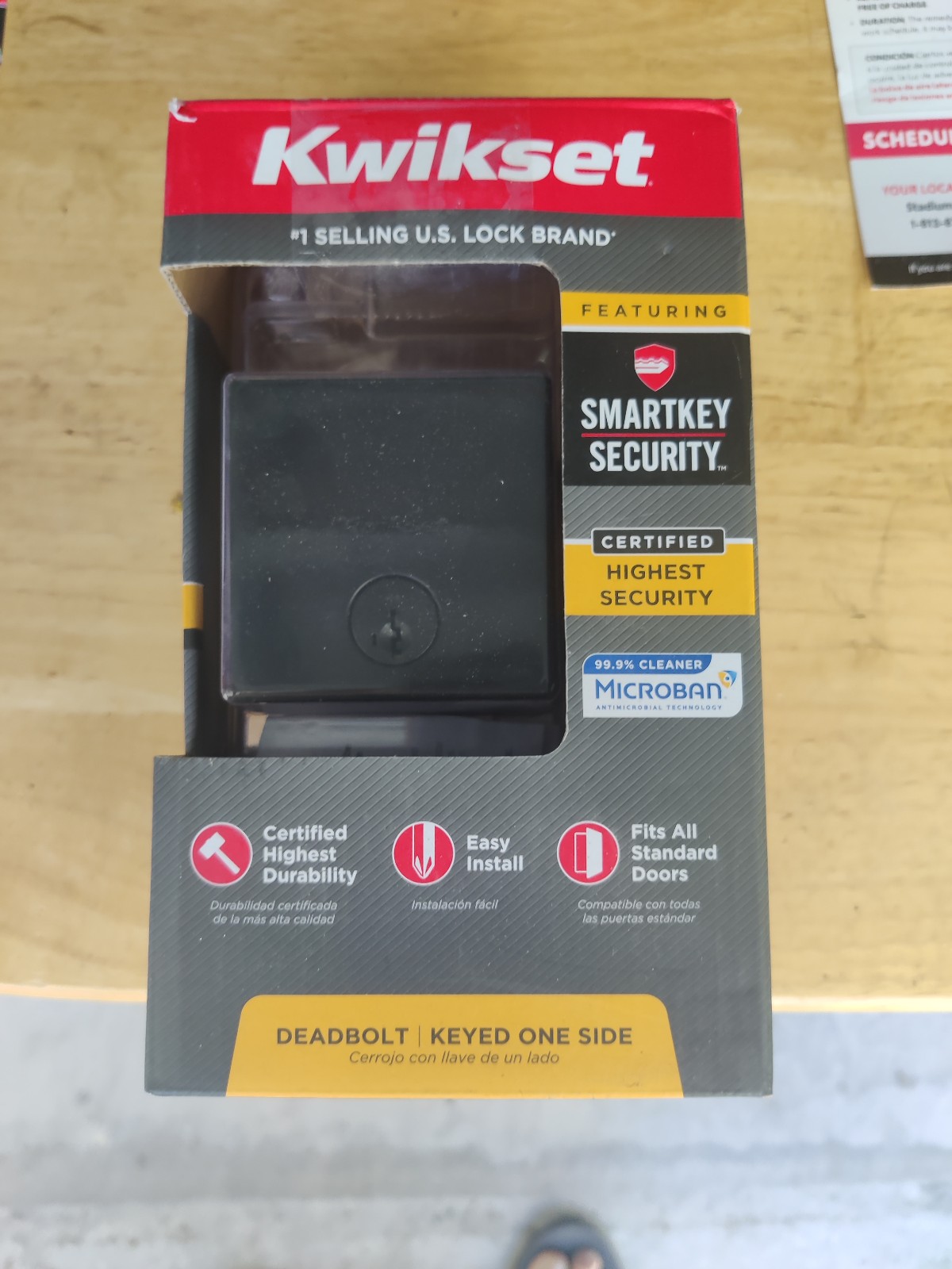 Kwikset Downtown Smartkey Deadbolt Iron Black Square Single Cylinder 258SQT