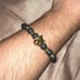 gold wolf dragon head charm beaded bracelet
