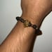 gold wolf dragon head charm beaded bracelet
