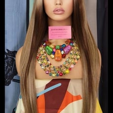 Wow factor celebrity brown ash highlighted kissed straight h.d lace wig